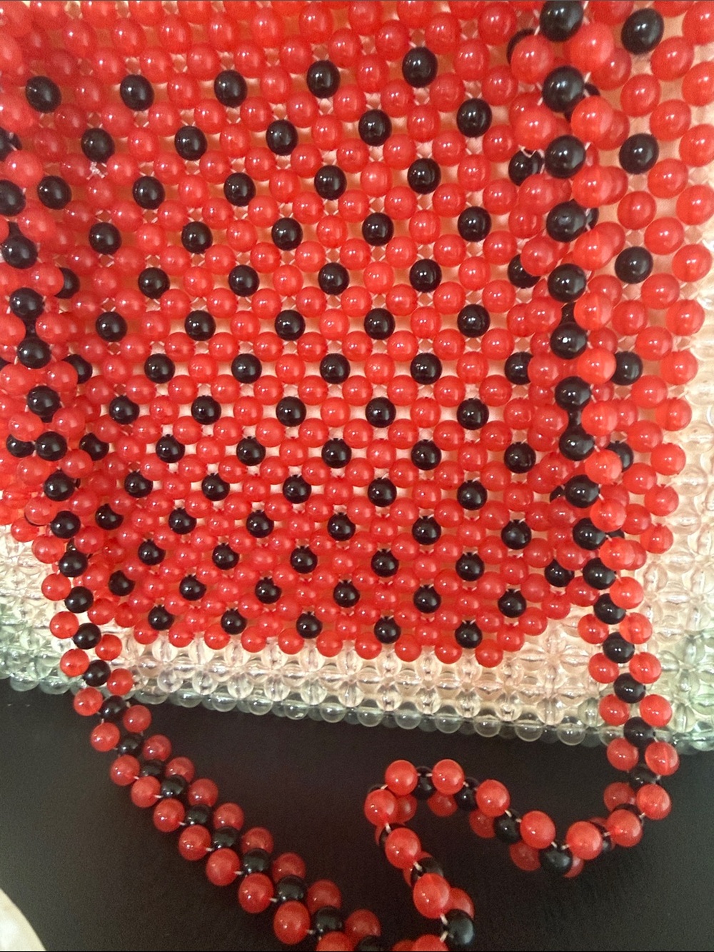 Cynthia Rowley Red White Green Beaded Watermelon Tote Shoulder Bag - Picture 3 of 8